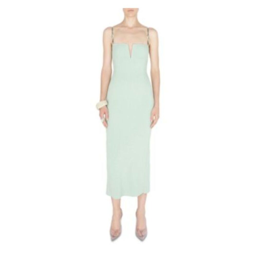 GALVAN LONDON Womens Green Chain Straps Pullover Sleeveless Maxi Sheath Dress XS